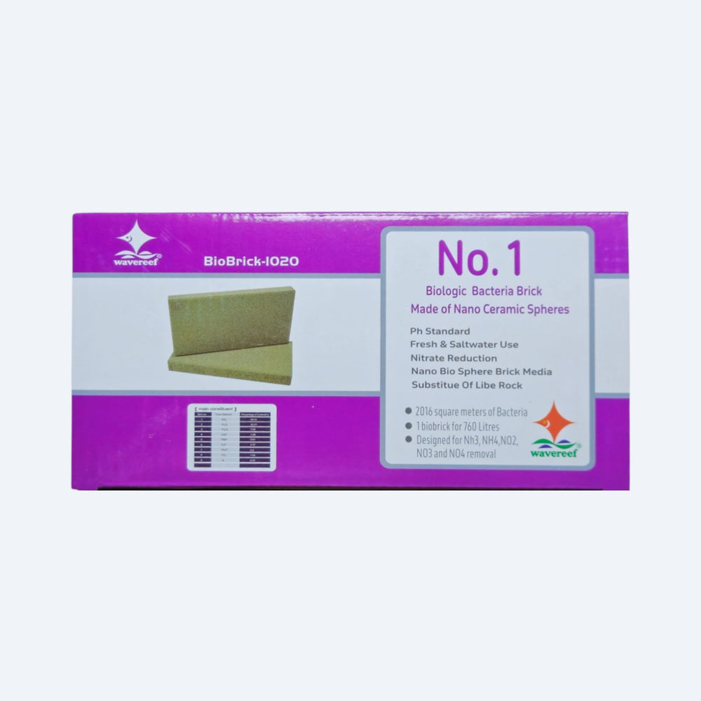 Box of BioBrick-1020 with purple and white design on a light gray background